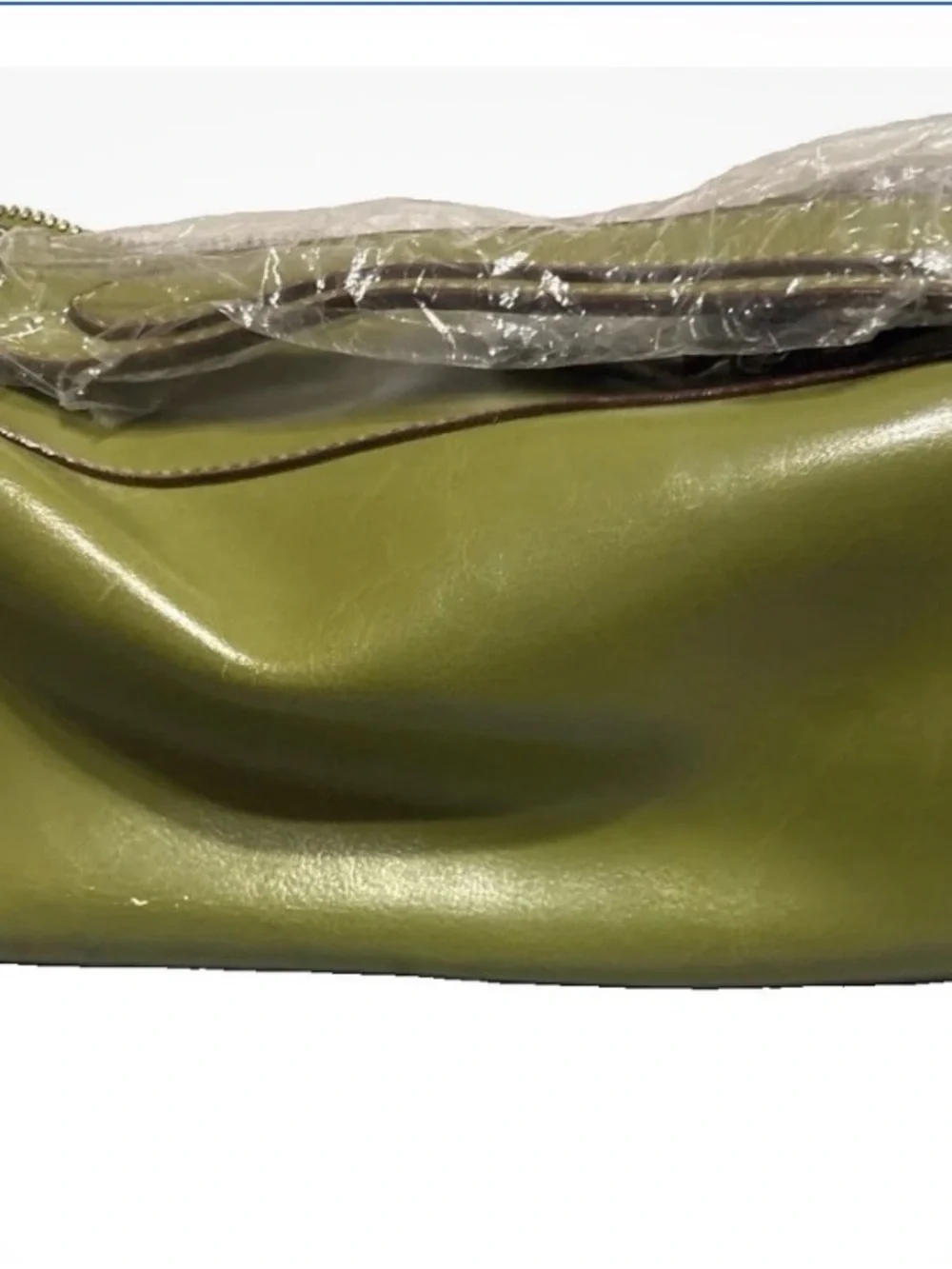 Rina Rich Olive Green Leather Wristlet with Front Buckle